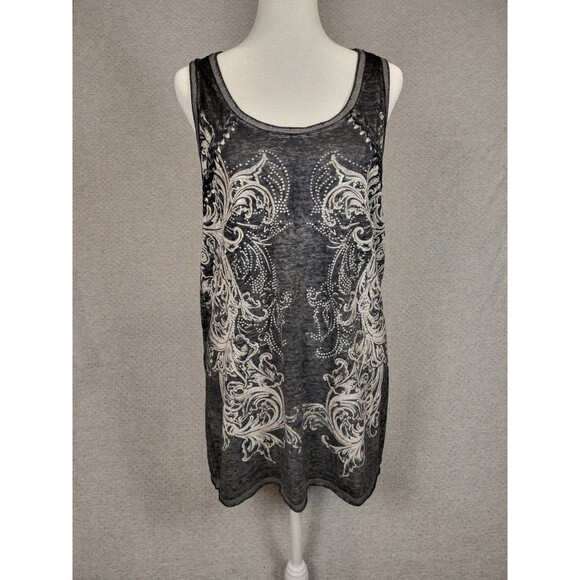 Y2K Style Semi Sheer Burnout Long Tank Top Womens XL Indie Festival By Maurices - Picture 2 of 13